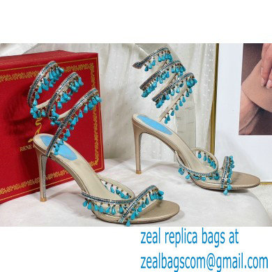 Rene Caovilla Heel 9.5cm Chandelier Crystal Jewel Sandals 10 - Click Image to Close