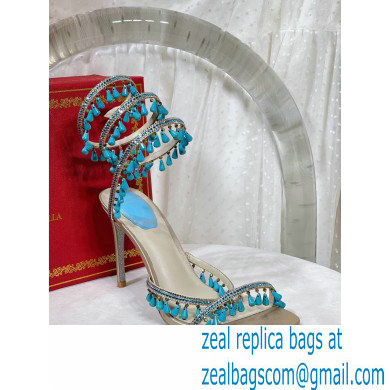 Rene Caovilla Heel 9.5cm Chandelier Crystal Jewel Sandals 10 - Click Image to Close