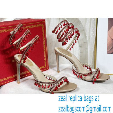 Rene Caovilla Heel 9.5cm Chandelier Crystal Jewel Sandals 11 - Click Image to Close