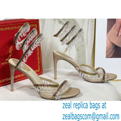 Rene Caovilla Heel 9.5cm Chandelier Crystal Jewel Sandals 12 - Click Image to Close