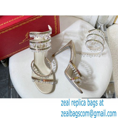Rene Caovilla Heel 9.5cm Chandelier Crystal Jewel Sandals 12 - Click Image to Close