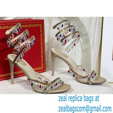 Rene Caovilla Heel 9.5cm Chandelier Crystal Jewel Sandals 13 - Click Image to Close