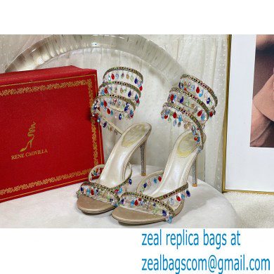 Rene Caovilla Heel 9.5cm Chandelier Crystal Jewel Sandals 13 - Click Image to Close