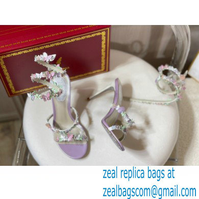 Rene Caovilla Heel 9.5cm Satin Sandals with flowers BOUQUET Purple