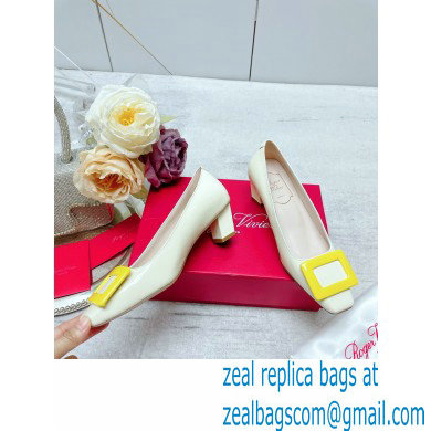 Roger Vivier Patent Leather Belle Vivier Pumps WHITE/YELLOW 2023 - Click Image to Close