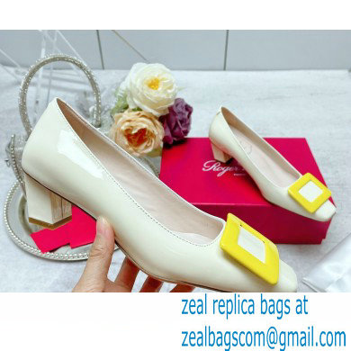 Roger Vivier Patent Leather Belle Vivier Pumps WHITE/YELLOW 2023