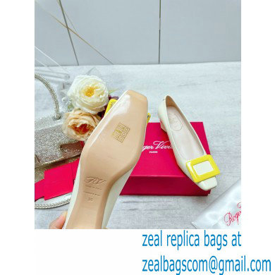 Roger Vivier Patent Leather Belle Vivier Pumps WHITE/YELLOW 2023 - Click Image to Close