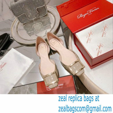 Roger Vivier Trompette Dorsay Metal Buckle Ballerinas in Patent Leather gray 2023 - Click Image to Close