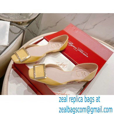 Roger Vivier Trompette Dorsay Metal Buckle Ballerinas in Patent Leather light yellow 2023