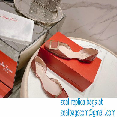Roger Vivier Trompette Dorsay Metal Buckle Ballerinas in Patent Leather pale red 2023 - Click Image to Close