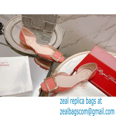 Roger Vivier Trompette Dorsay Metal Buckle Ballerinas in Patent Leather peach pink 2023