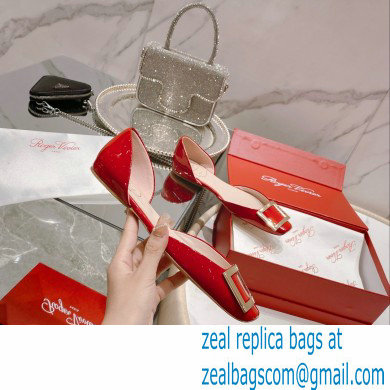 Roger Vivier Trompette Dorsay Metal Buckle Ballerinas in Patent Leather red 2023