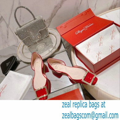 Roger Vivier Trompette Dorsay Metal Buckle Ballerinas in Patent Leather red 2023