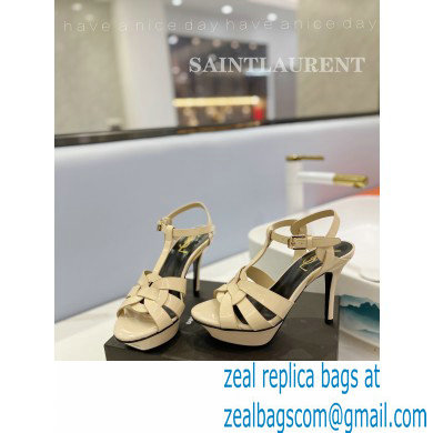 Saint Laurent Heel 10.3cm Platform 2.5cm Tribute Sandals in Patent Leather 315490 Beige