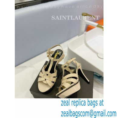 Saint Laurent Heel 10.3cm Platform 2.5cm Tribute Sandals in Patent Leather 315490 Beige