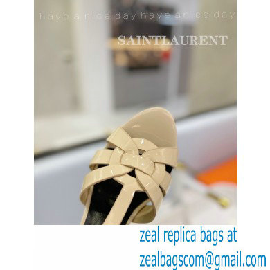 Saint Laurent Heel 10.3cm Platform 2.5cm Tribute Sandals in Patent Leather 315490 Beige