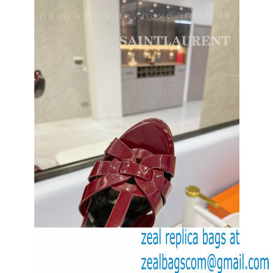 Saint Laurent Heel 10.3cm Platform 2.5cm Tribute Sandals in Patent Leather 315490 Burgundy