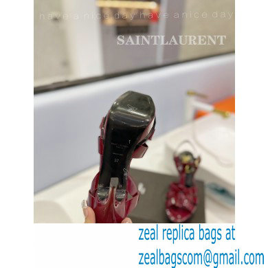 Saint Laurent Heel 10.3cm Platform 2.5cm Tribute Sandals in Patent Leather 315490 Burgundy