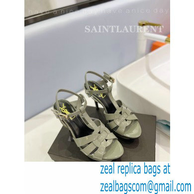 Saint Laurent Heel 10.3cm Platform 2.5cm Tribute Sandals in Patent Leather 315490 Gray