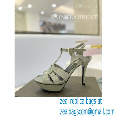 Saint Laurent Heel 10.3cm Platform 2.5cm Tribute Sandals in Patent Leather 315490 Gray