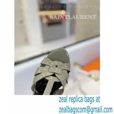 Saint Laurent Heel 10.3cm Platform 2.5cm Tribute Sandals in Patent Leather 315490 Gray