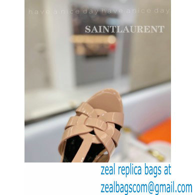 Saint Laurent Heel 10.3cm Platform 2.5cm Tribute Sandals in Patent Leather 315490 Nude