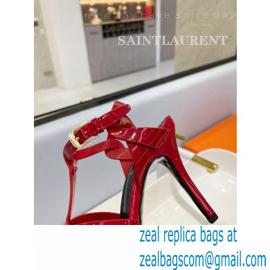 Saint Laurent Heel 10.3cm Platform 2.5cm Tribute Sandals in Patent Leather 315490 Red