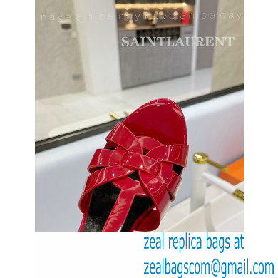 Saint Laurent Heel 10.3cm Platform 2.5cm Tribute Sandals in Patent Leather 315490 Red