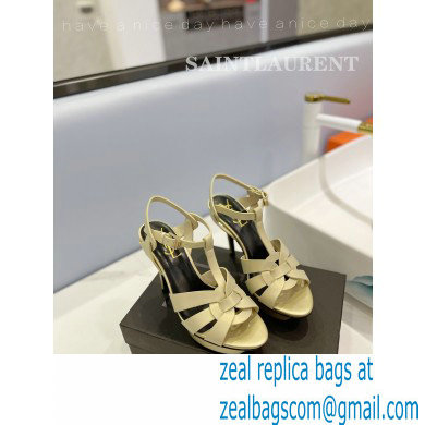 Saint Laurent Heel 10.3cm Platform 2.5cm Tribute Sandals in Smooth Leather 315490 Beige