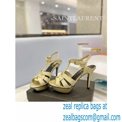 Saint Laurent Heel 10.3cm Platform 2.5cm Tribute Sandals in Smooth Leather 315490 Beige