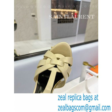 Saint Laurent Heel 10.3cm Platform 2.5cm Tribute Sandals in Smooth Leather 315490 Beige