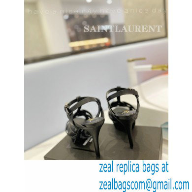 Saint Laurent Heel 10.3cm Platform 2.5cm Tribute Sandals in Smooth Leather 315490 Black