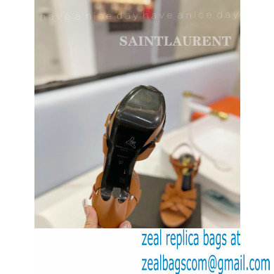 Saint Laurent Heel 10.3cm Platform 2.5cm Tribute Sandals in Smooth Leather 315490 Brown - Click Image to Close