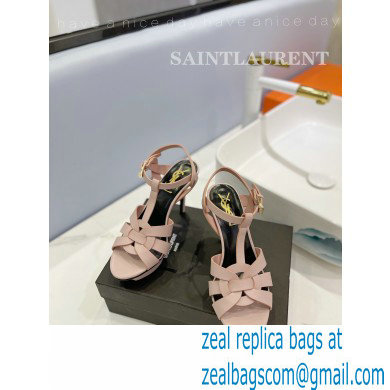 Saint Laurent Heel 10.3cm Platform 2.5cm Tribute Sandals in Smooth Leather 315490 Pink