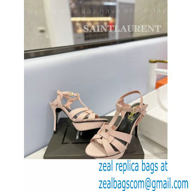 Saint Laurent Heel 10.3cm Platform 2.5cm Tribute Sandals in Smooth Leather 315490 Pink