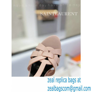 Saint Laurent Heel 10.3cm Platform 2.5cm Tribute Sandals in Smooth Leather 315490 Pink