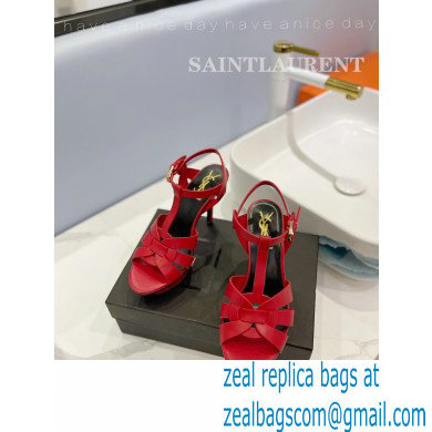 Saint Laurent Heel 10.3cm Platform 2.5cm Tribute Sandals in Smooth Leather 315490 Red