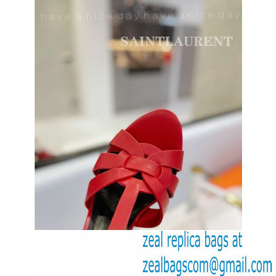 Saint Laurent Heel 10.3cm Platform 2.5cm Tribute Sandals in Smooth Leather 315490 Red