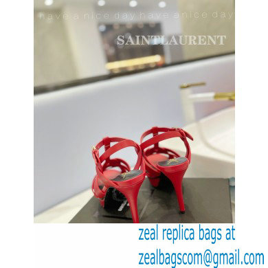 Saint Laurent Heel 10.3cm Platform 2.5cm Tribute Sandals in Smooth Leather 315490 Red