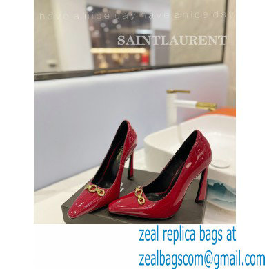 Saint Laurent Heel 10.5cm Severine Pumps Patent Red