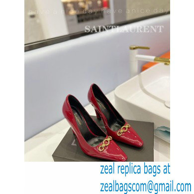 Saint Laurent Heel 10.5cm Severine Pumps Patent Red