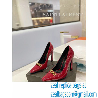 Saint Laurent Heel 10.5cm Severine Pumps Patent Red