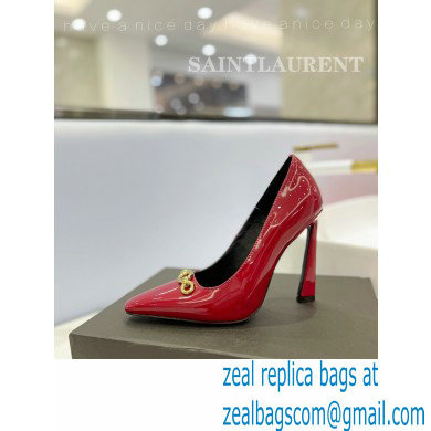 Saint Laurent Heel 10.5cm Severine Pumps Patent Red - Click Image to Close