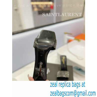Saint Laurent Heel 10cm Crystal Mules Gray - Click Image to Close
