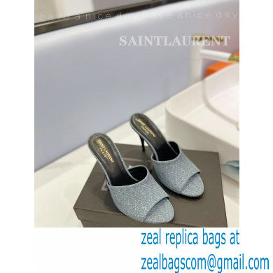 Saint Laurent Heel 10cm La 16 Mules Denim Blue