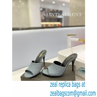 Saint Laurent Heel 10cm La 16 Mules Denim Blue