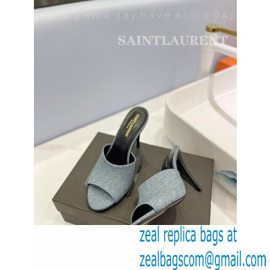 Saint Laurent Heel 10cm La 16 Mules Denim Blue