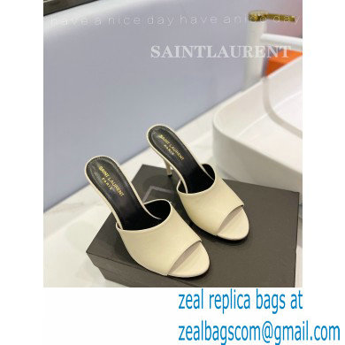 Saint Laurent Heel 10cm La 16 Mules White - Click Image to Close