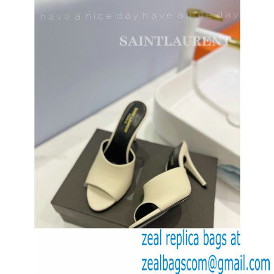 Saint Laurent Heel 10cm La 16 Mules White - Click Image to Close