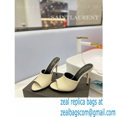 Saint Laurent Heel 10cm La 16 Mules White